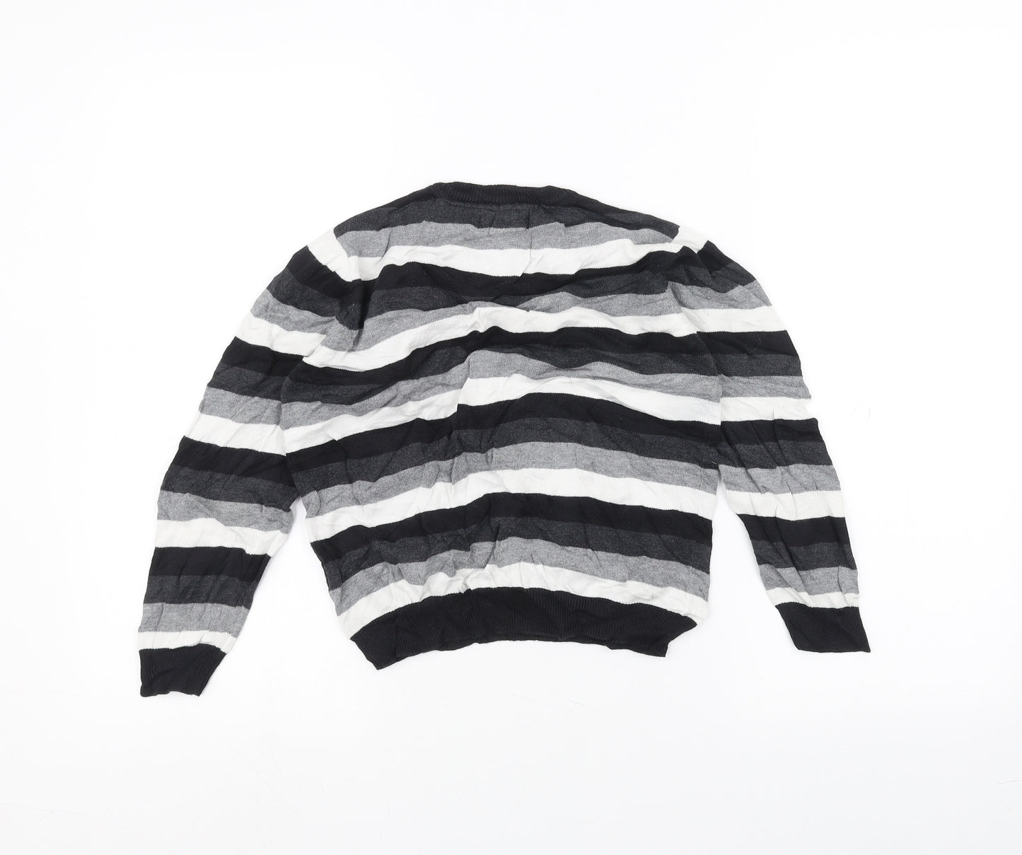 Rebel Boys Black Striped  Pullover Jumper Size 7-8 Years