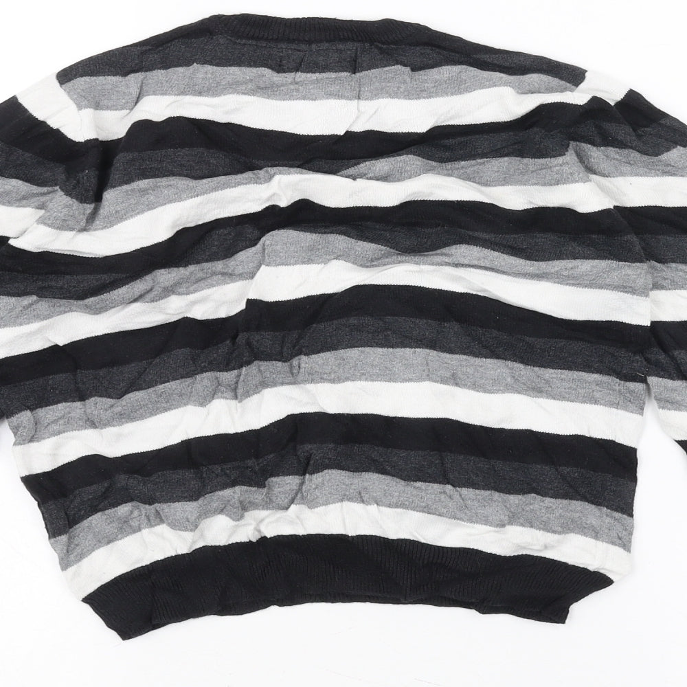 Rebel Boys Black Striped  Pullover Jumper Size 7-8 Years