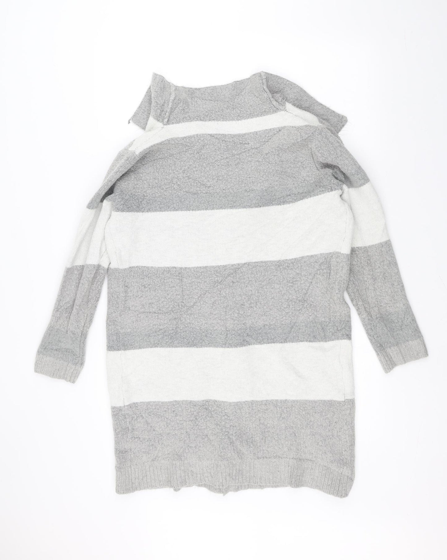 Philip J Womens Grey Striped  Jacket Coatigan Size M