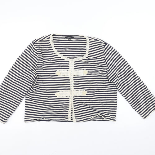 Papaya Womens White Striped  Cardigan Jumper Size 16