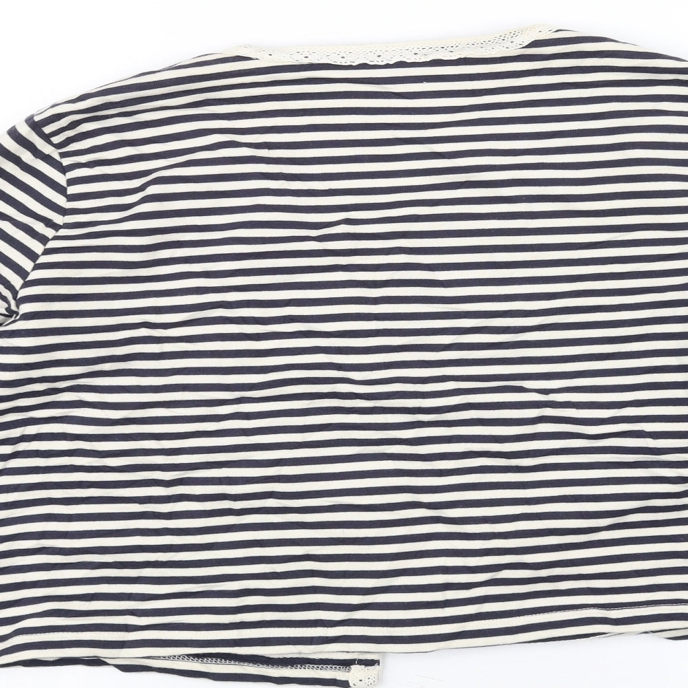 Papaya Womens White Striped  Cardigan Jumper Size 16