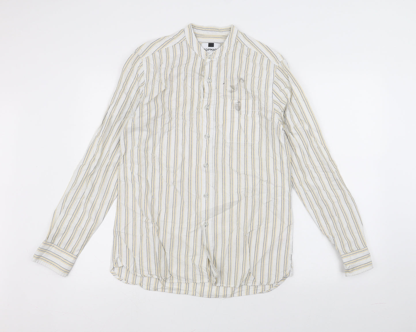 Topman Mens White Striped   Dress Shirt Size XS