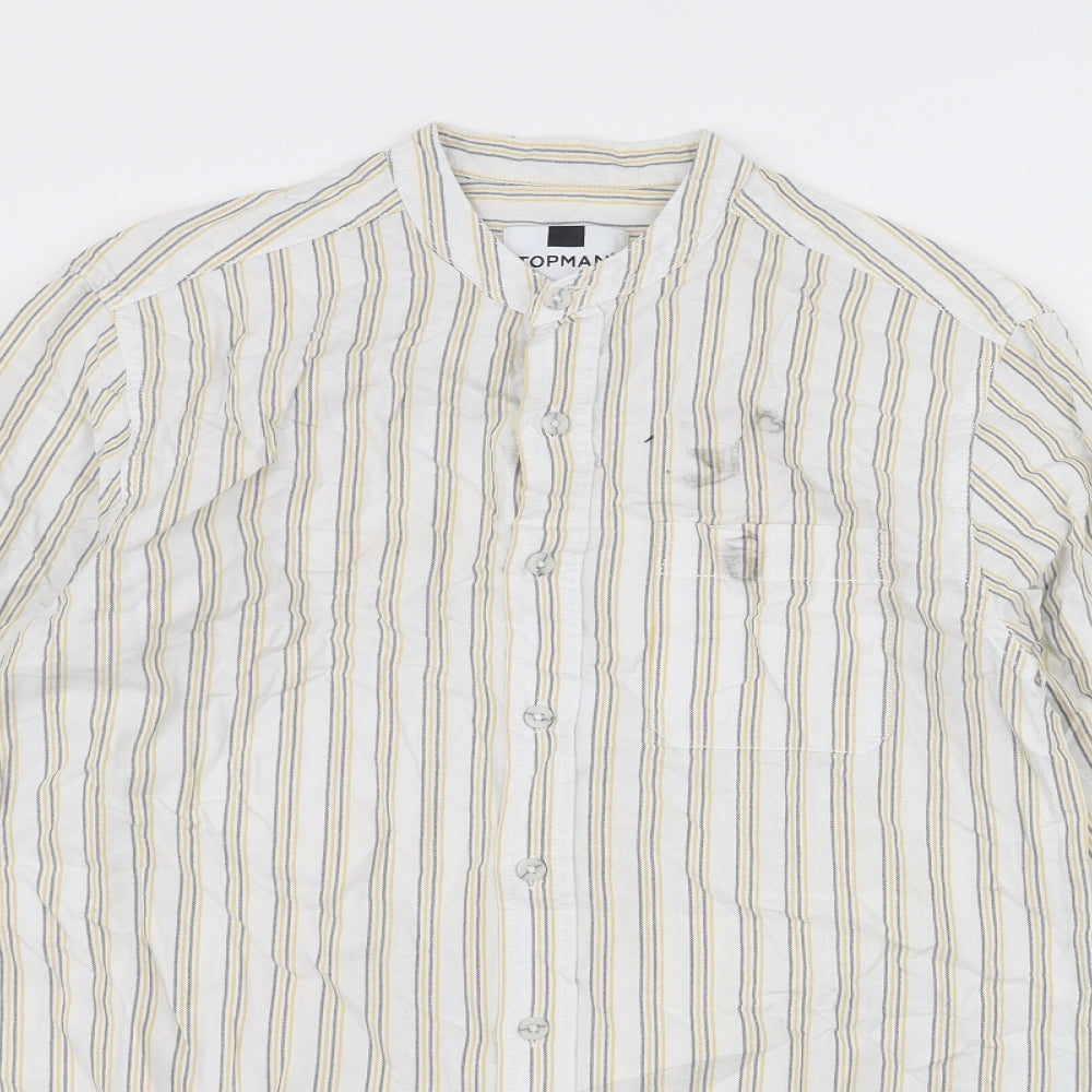 Topman Mens White Striped   Dress Shirt Size XS