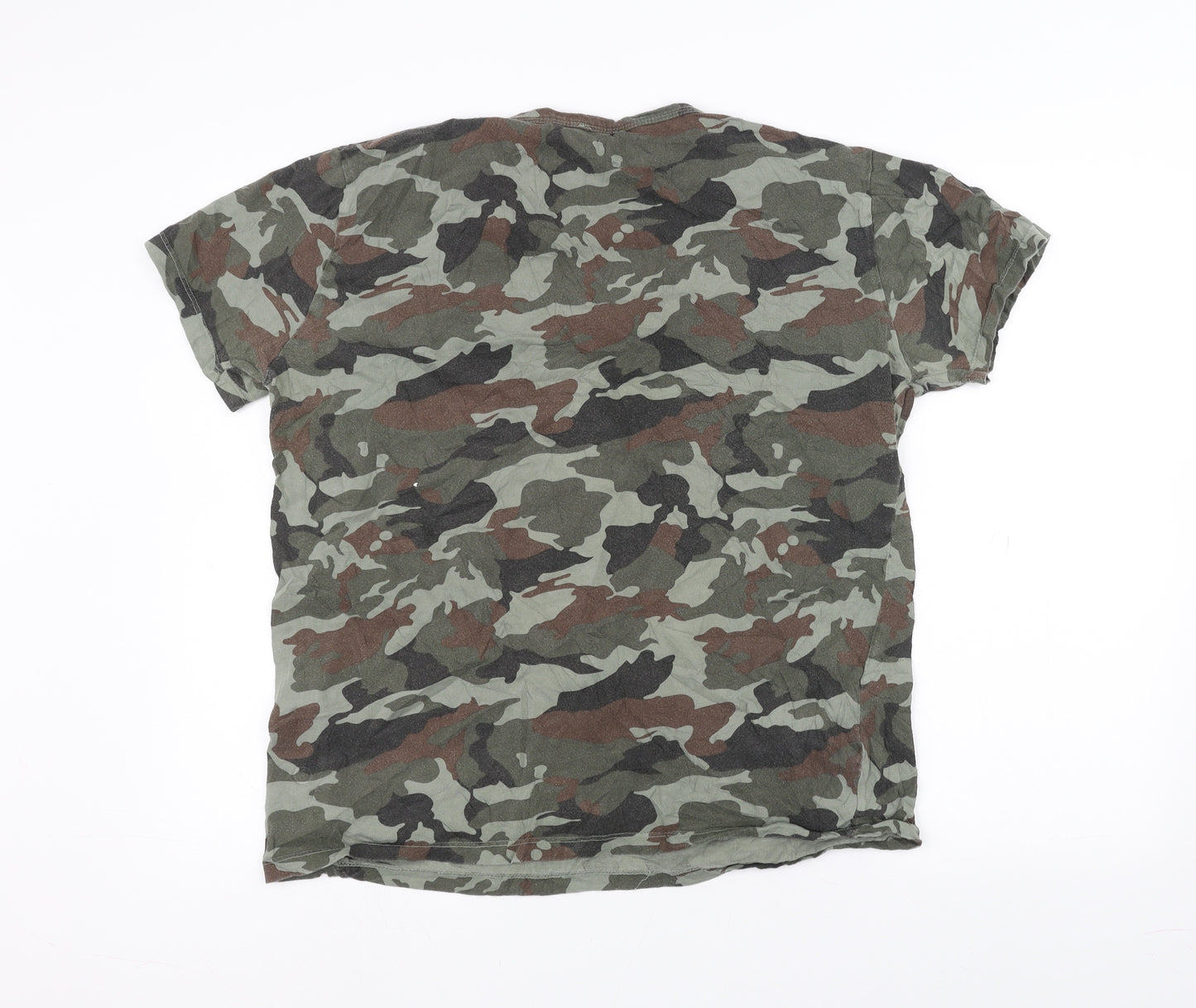 M.I.D.A Womens Green Camouflage  Basic T-Shirt Size L