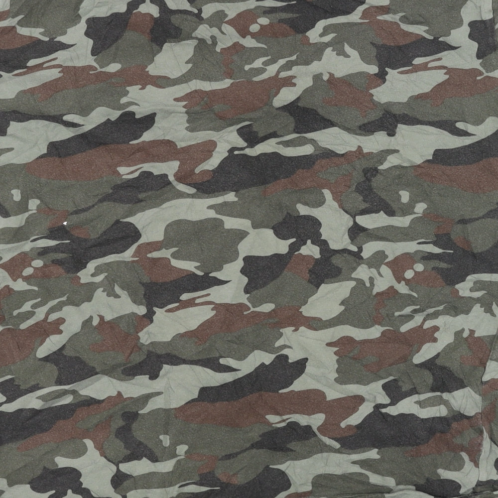 M.I.D.A Womens Green Camouflage  Basic T-Shirt Size L