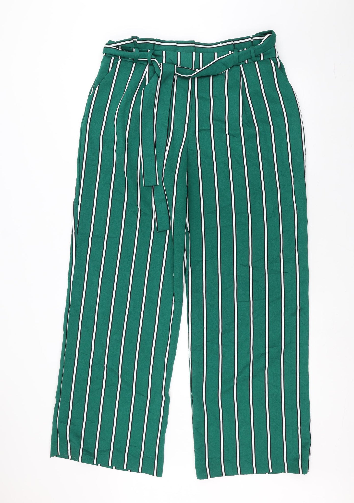 TU Womens Green Striped  Trousers  Size 16 L30 in