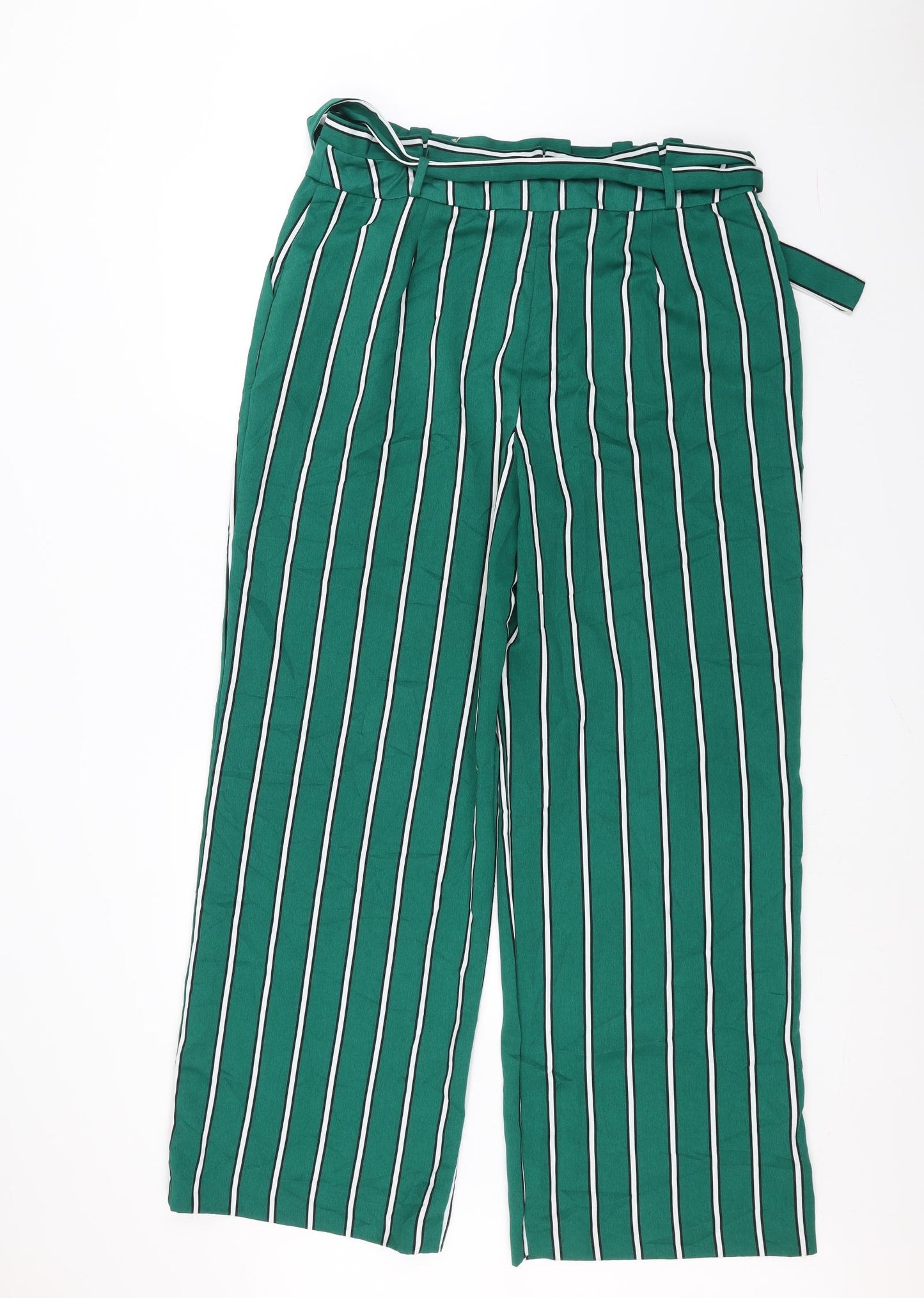 TU Womens Green Striped  Trousers  Size 16 L30 in
