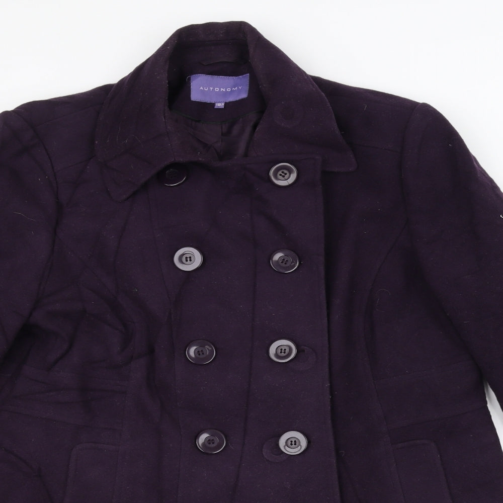 Autonomy Womens Purple   Overcoat Coat Size 18