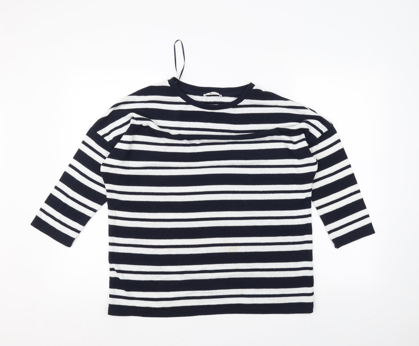 TU Womens White Striped  Basic T-Shirt Size 14