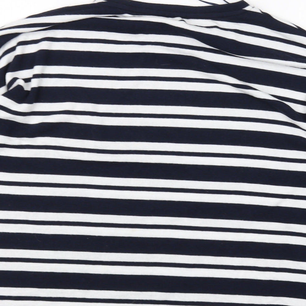 TU Womens White Striped  Basic T-Shirt Size 14