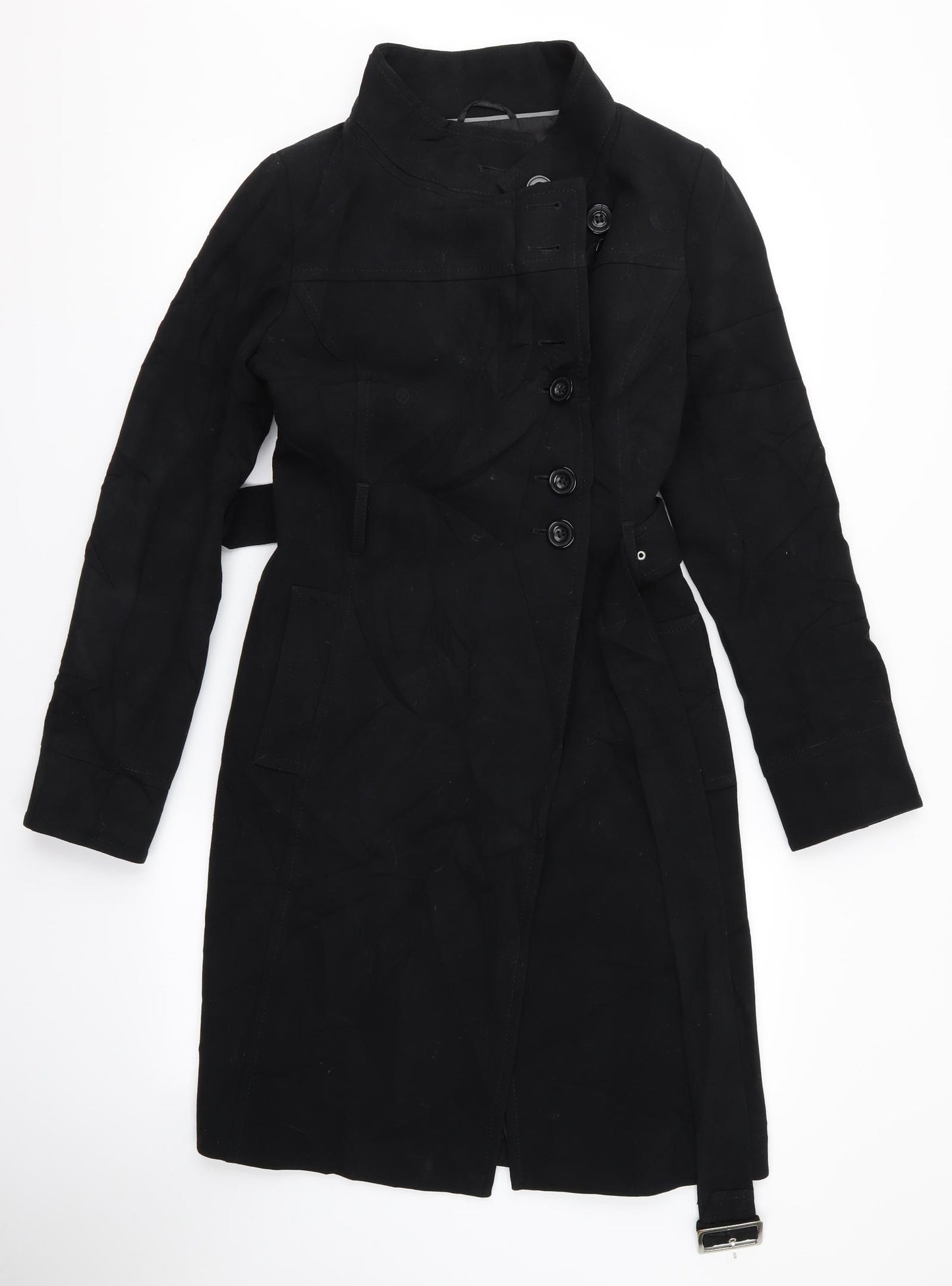 m&s Womens Black   Overcoat Jacket Size 8