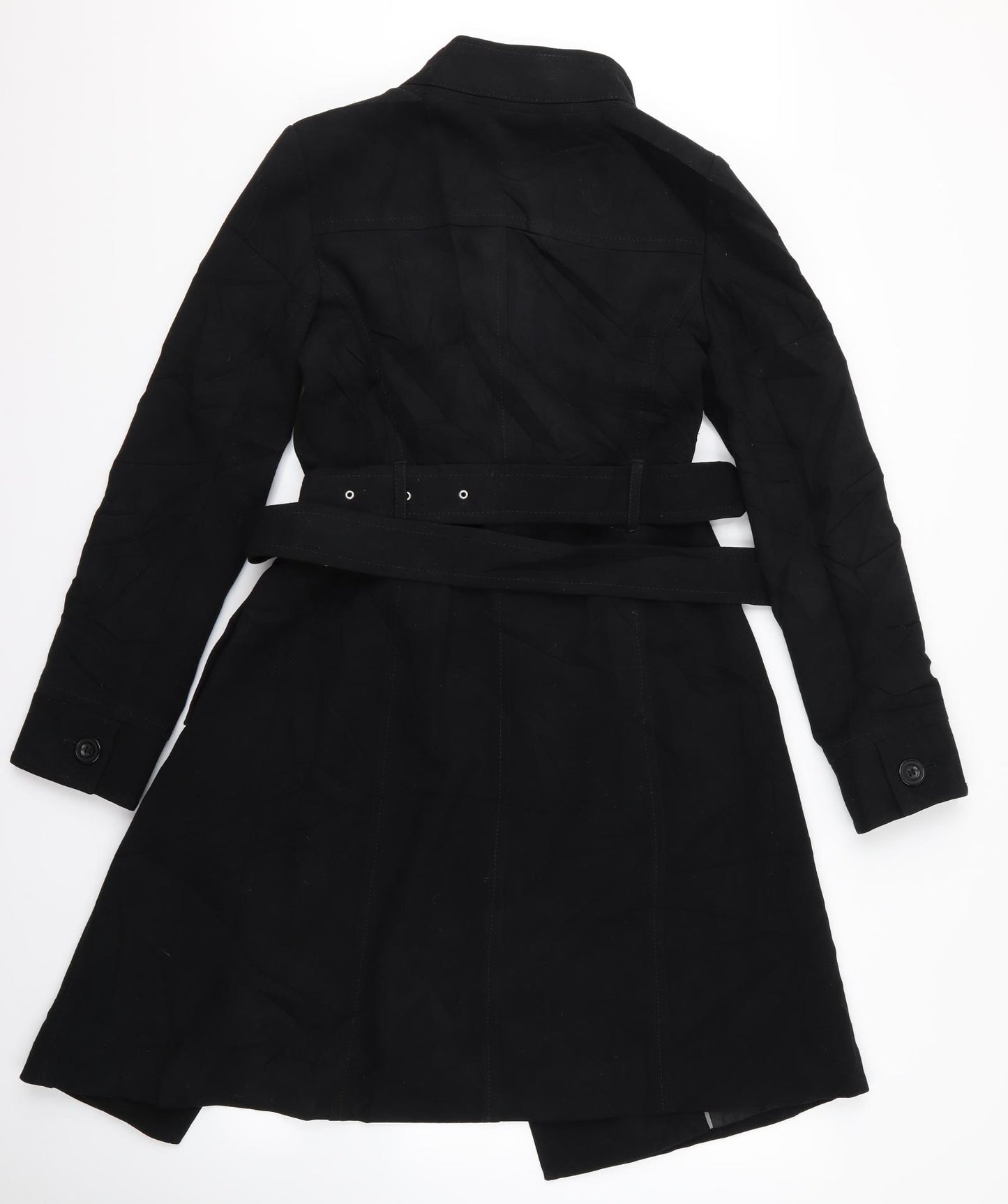 m&s Womens Black   Overcoat Jacket Size 8