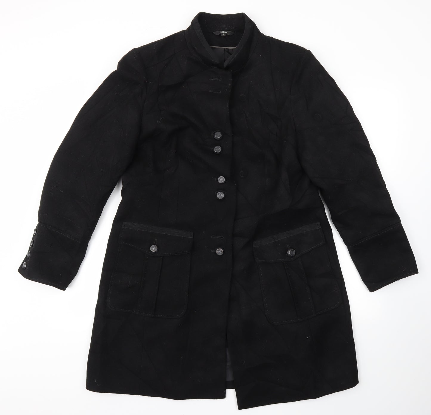 m&s Womens Black   Overcoat Jacket Size 16