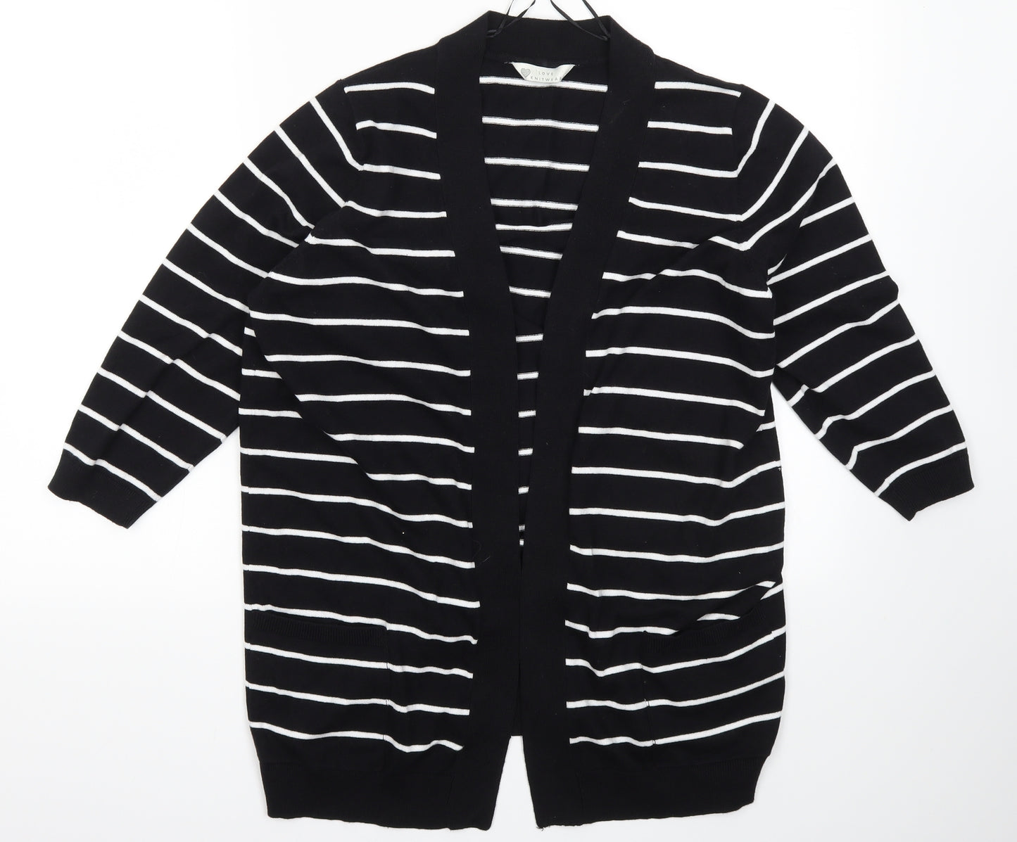 love  Womens Black Striped  Cardigan Jumper Size 18