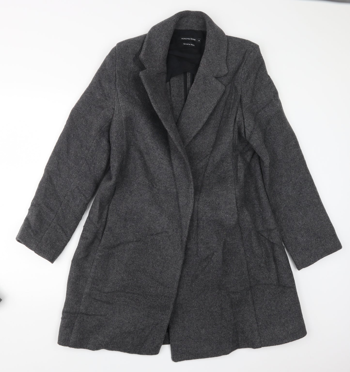 Monoprix Womens Grey   Pea Coat Coat Size 12