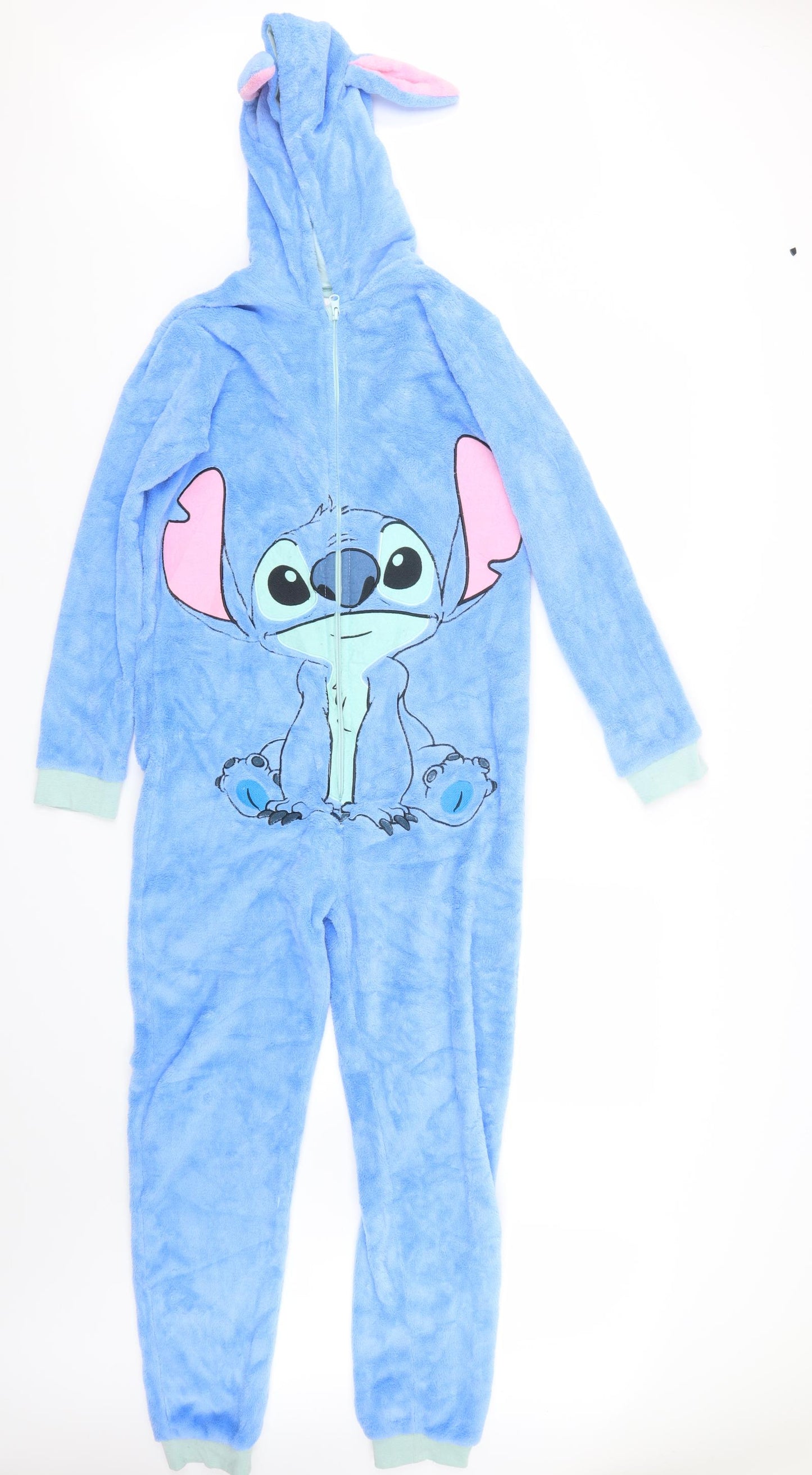 Disney Girls Blue Geometric  Top One Piece Size 11-12 Years  - Stitch