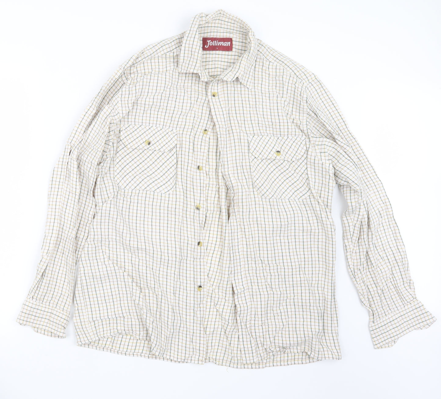 Jolliman Mens Green Check   Button-Up Size L