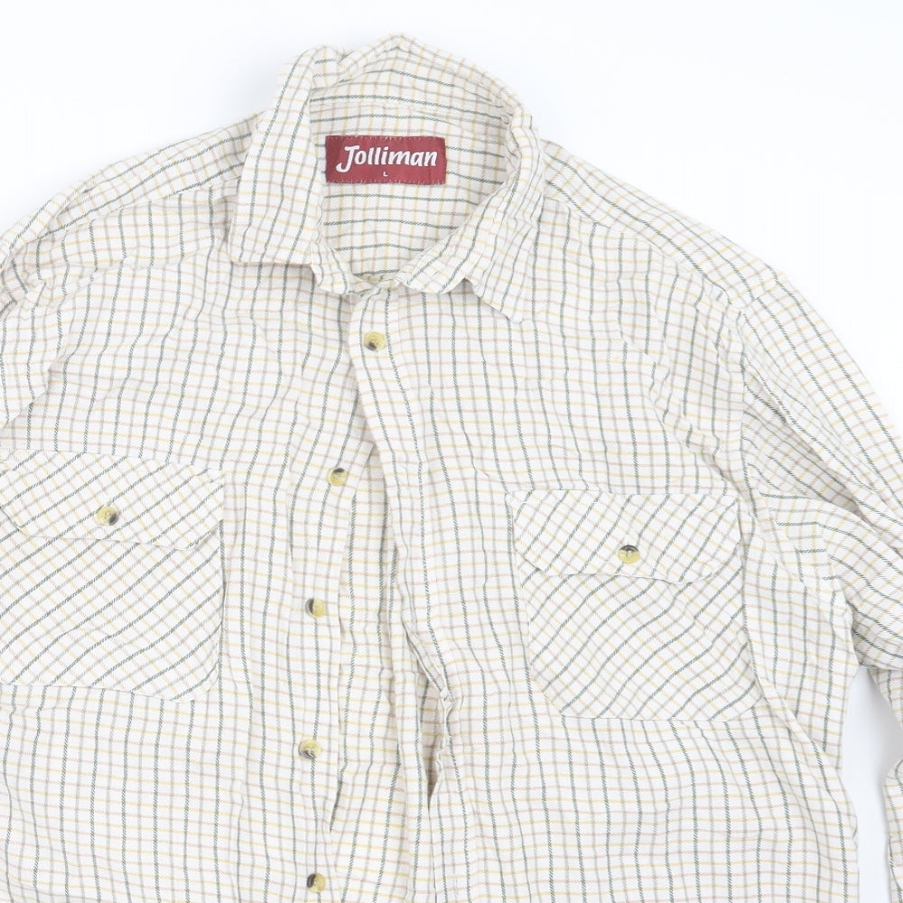 Jolliman Mens Green Check   Button-Up Size L