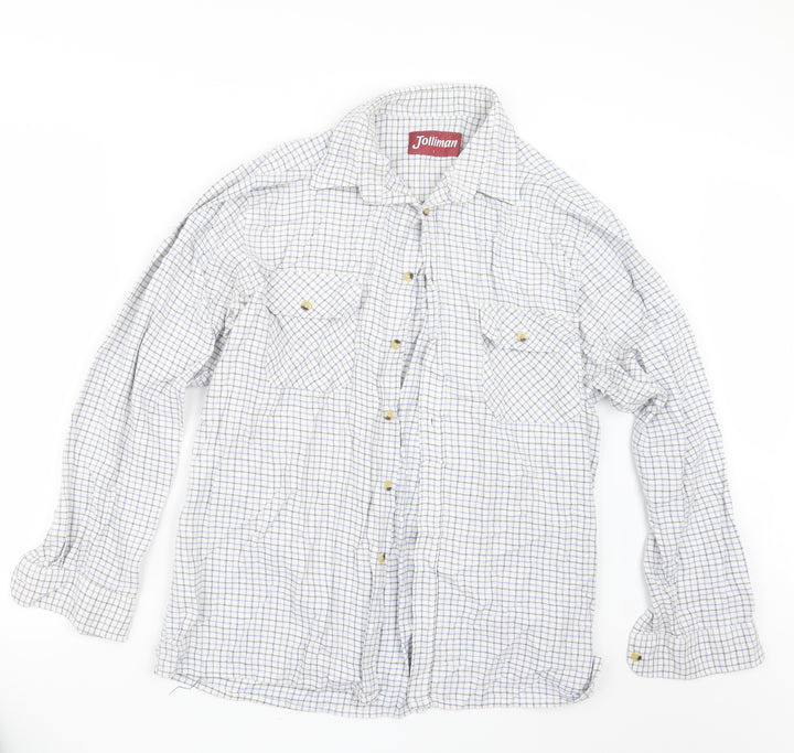 Jolliman Mens Blue Check Button-Up Size L