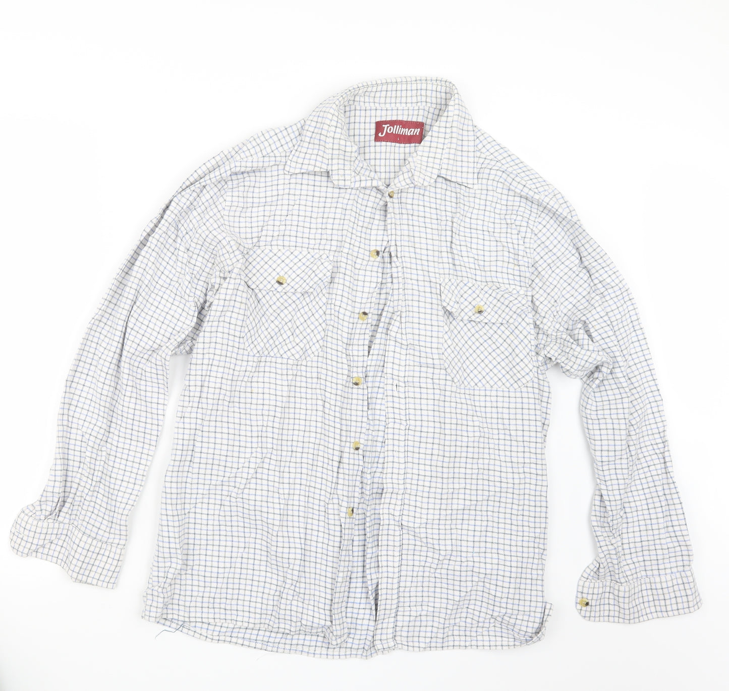 Jolliman Mens Blue Check   Button-Up Size L