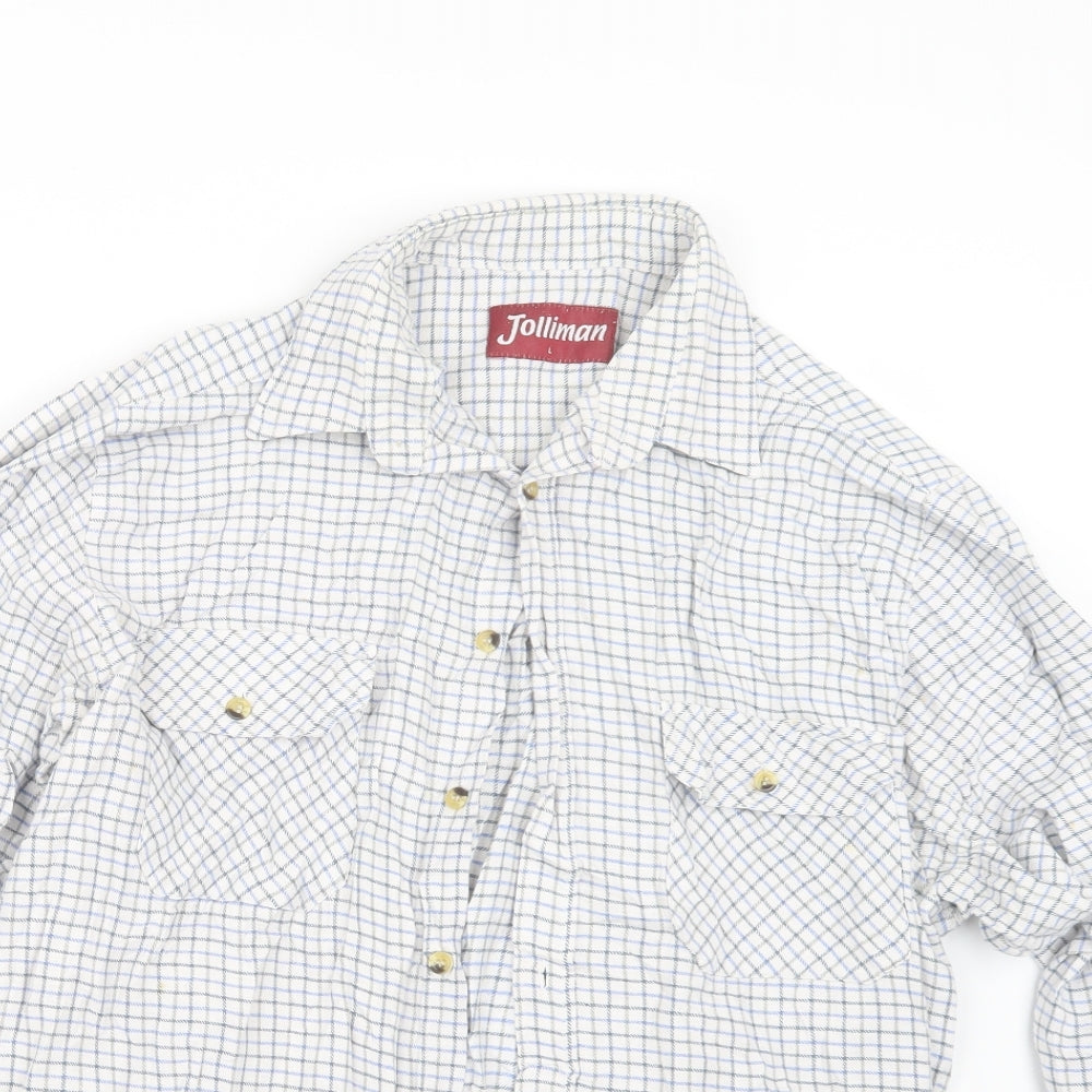 Jolliman Mens Blue Check   Button-Up Size L