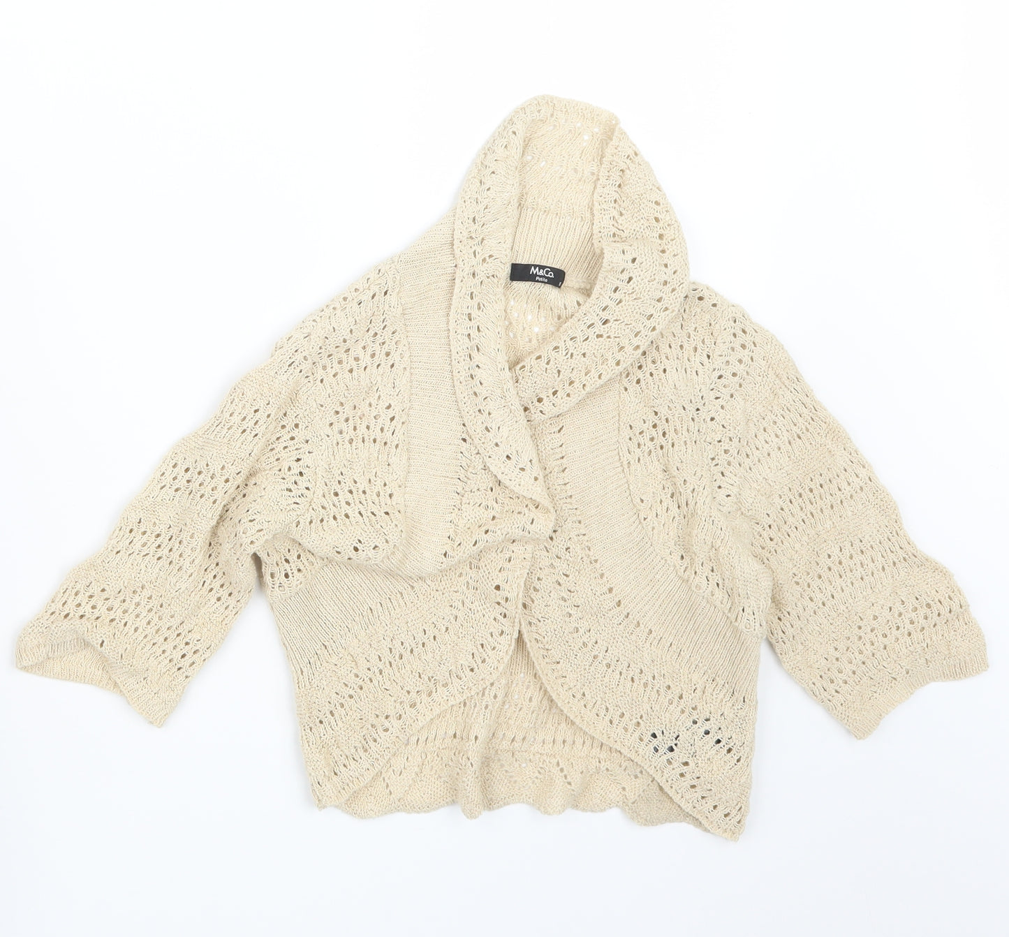 M&Co Womens Beige  Knit Cardigan Jumper Size XS