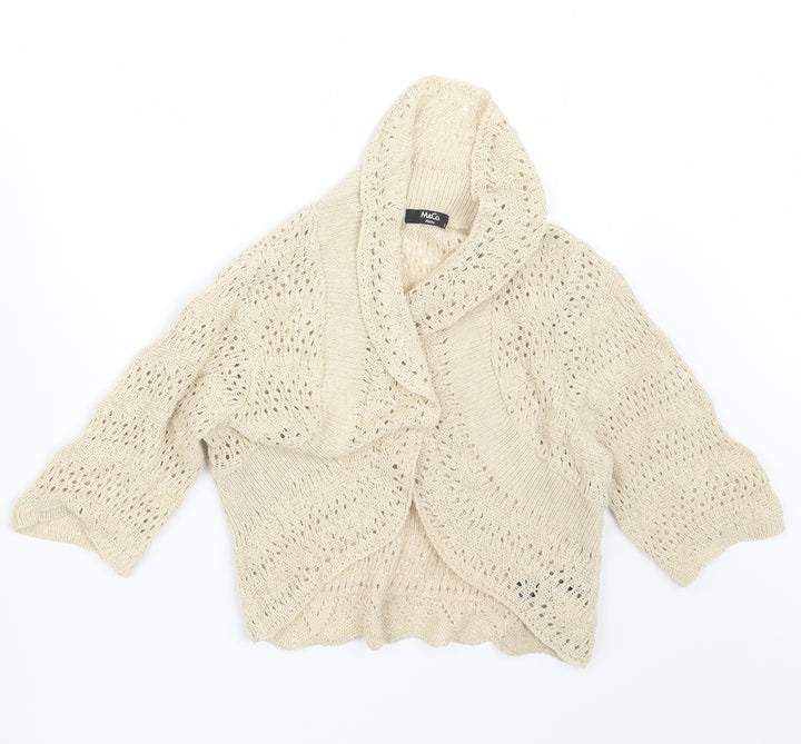 M&Co Womens Beige  Knit Cardigan Jumper Size XS