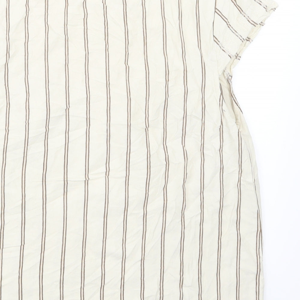 Zara Womens Beige Striped  Basic T-Shirt Size S