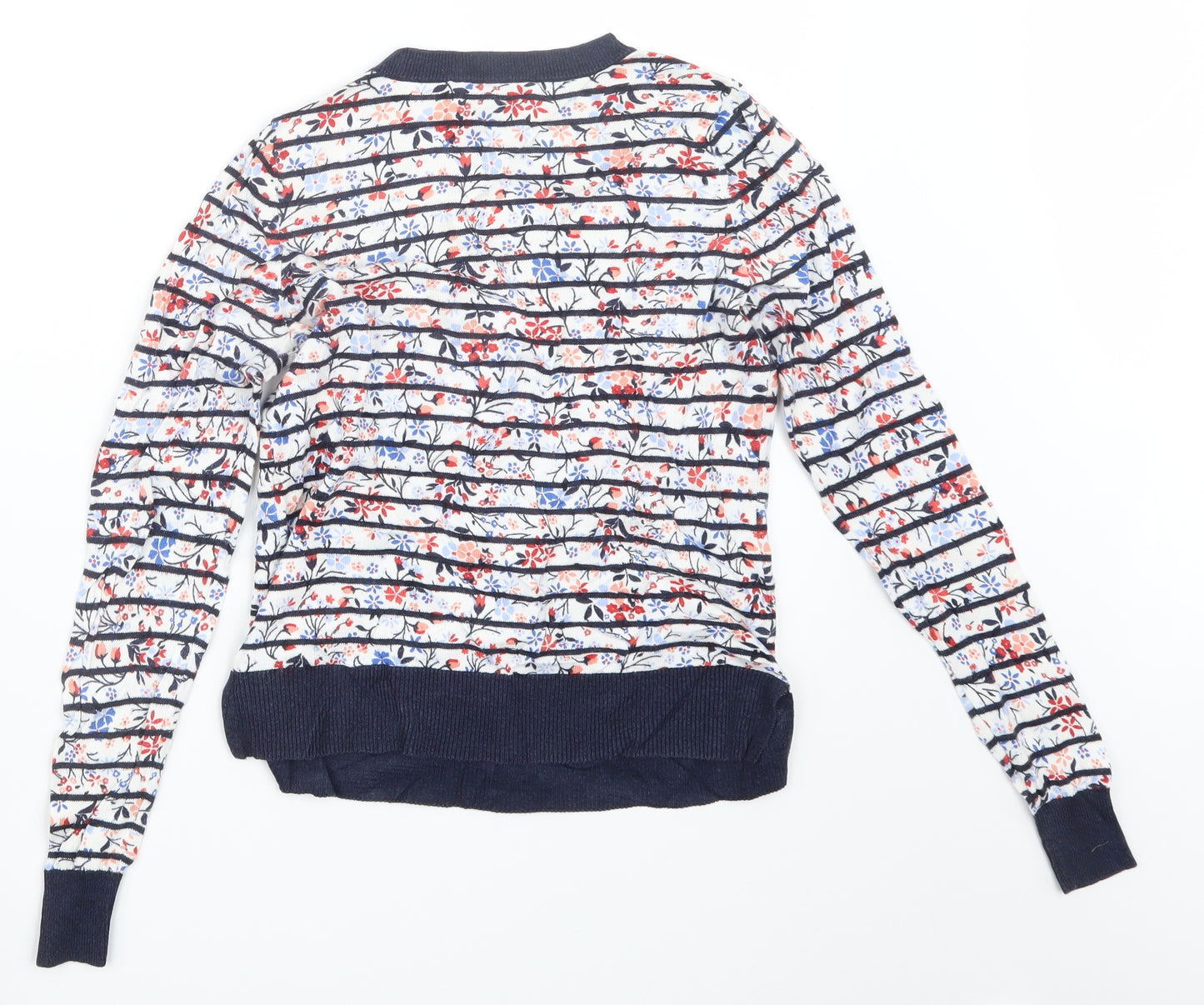 Oasis Womens Blue Floral Knit Pullover Jumper Size XS