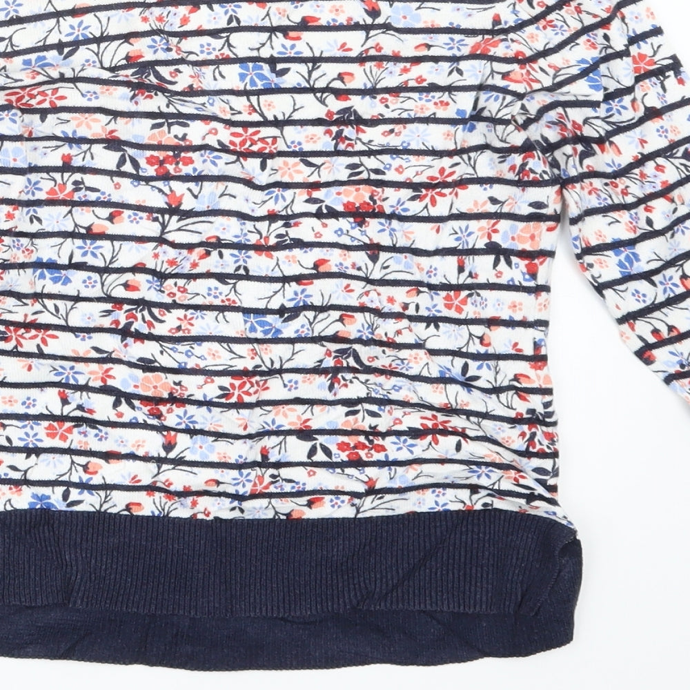 Oasis Womens Blue Floral Knit Pullover Jumper Size XS