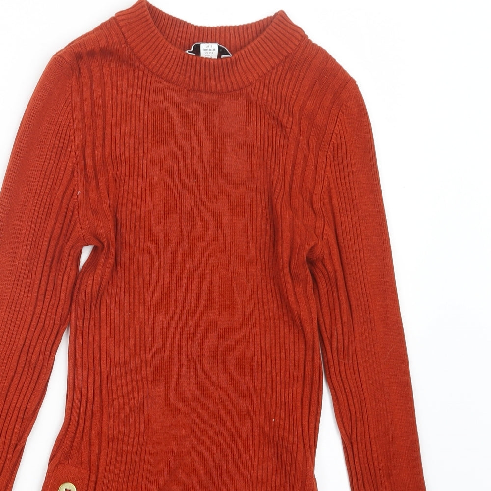 Topshop Womens Orange  Knit Pullover Jumper Size S