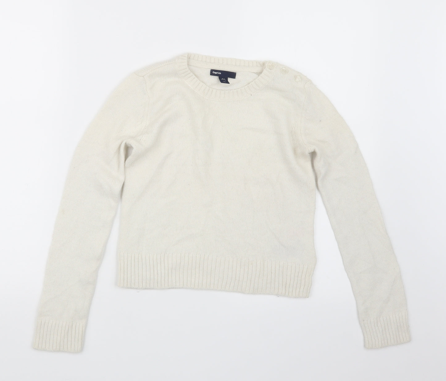 Gap Girls White  Knit Pullover Jumper Size 10-11 Years