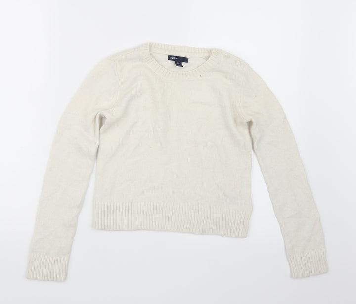 Gap Girls White  Knit Pullover Jumper Size 10-11 Years