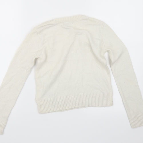 Gap Girls White  Knit Pullover Jumper Size 10-11 Years
