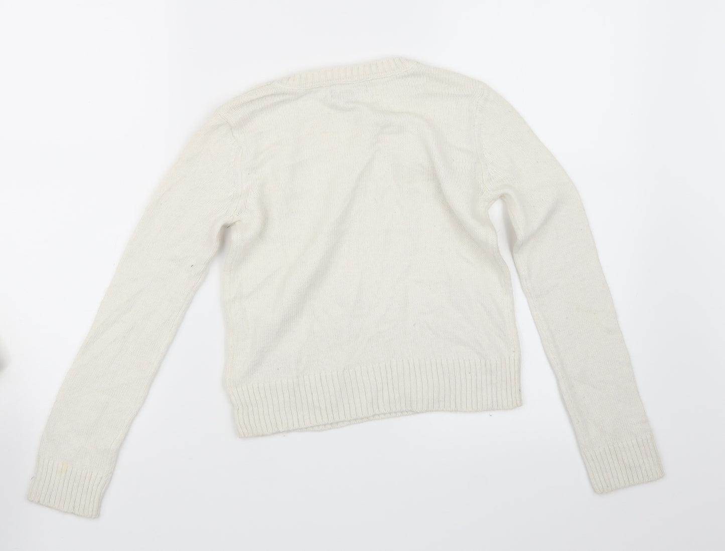 Gap Girls White  Knit Pullover Jumper Size 10-11 Years