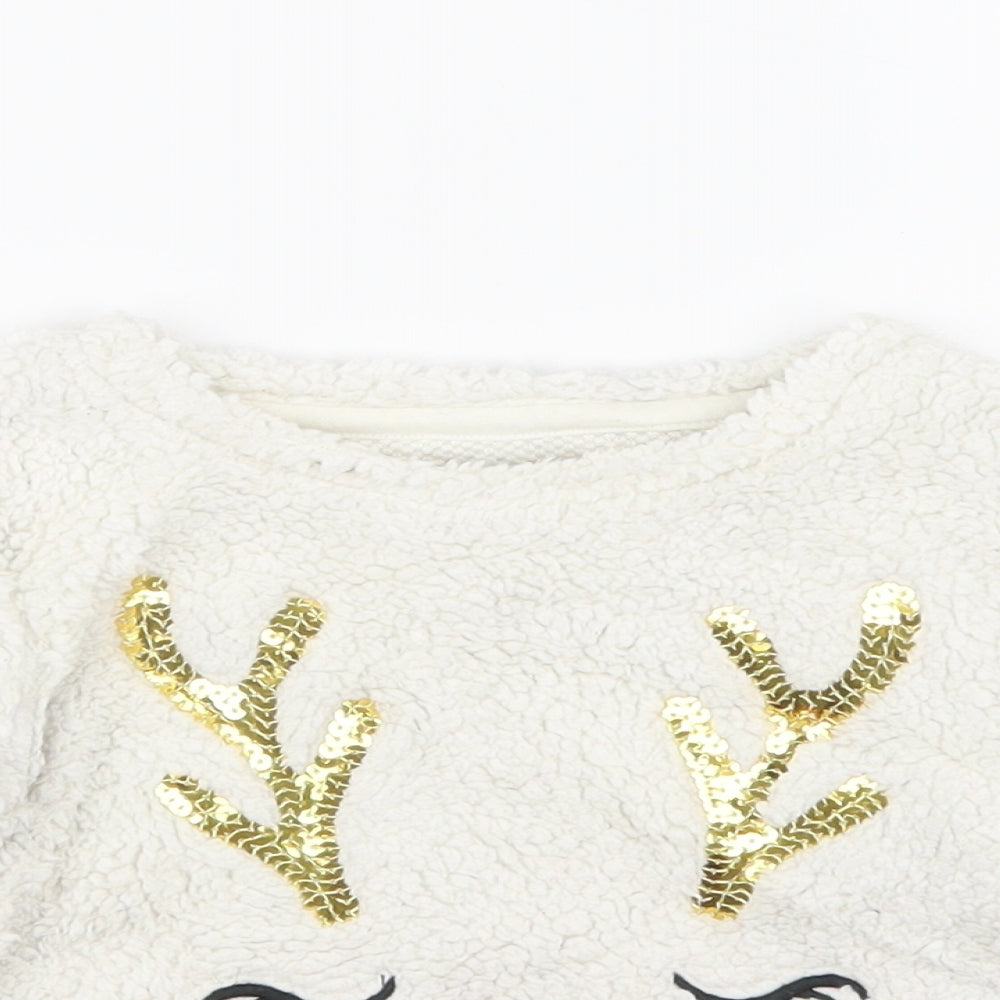 F&F Girls White   Pullover Jumper Size 12-18 Months