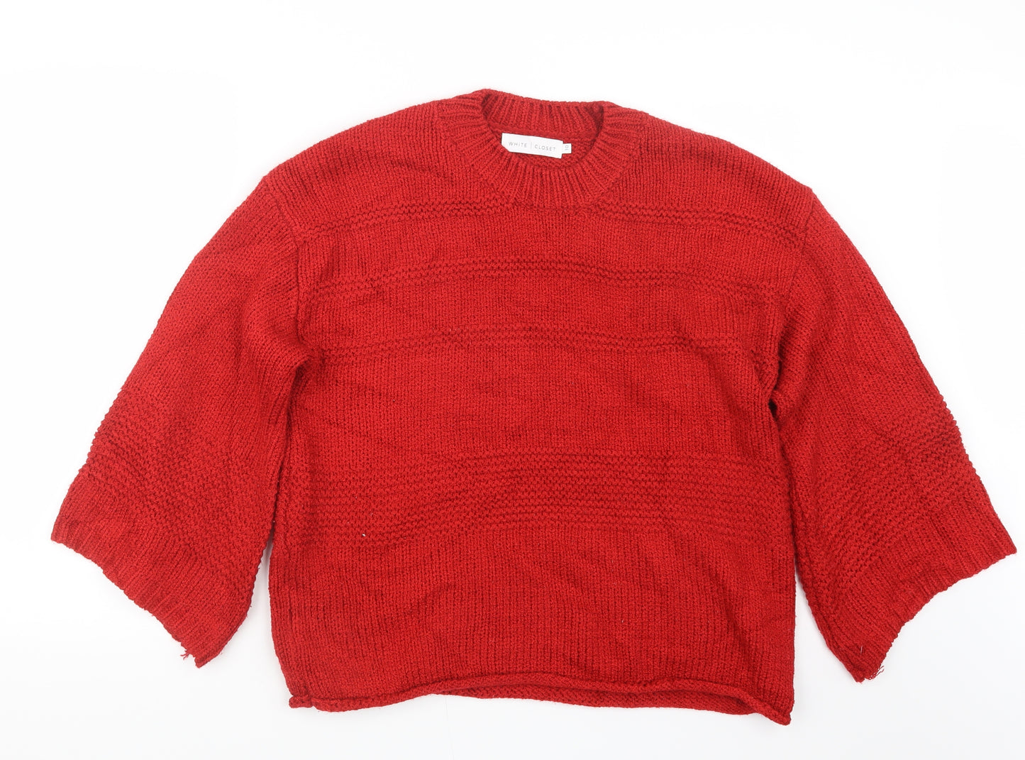 White Closet Womens Red  Knit Pullover Jumper Size 10