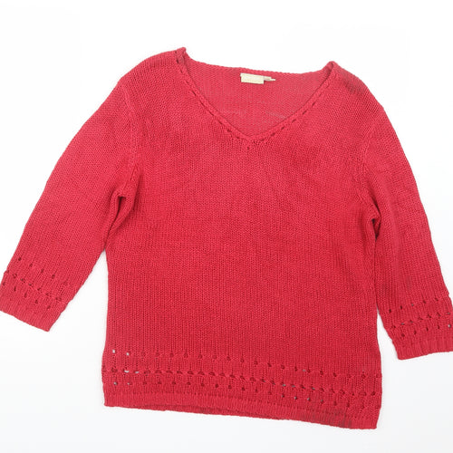 Avenue Womens Red  Knit Pullover Jumper Size M