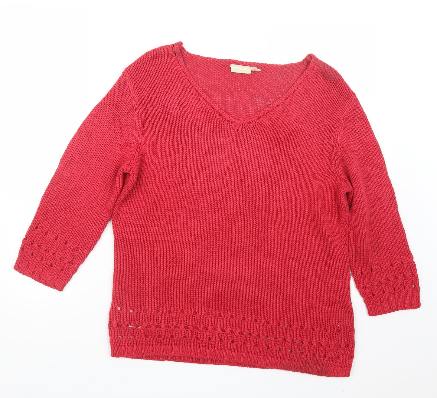 Avenue Womens Red  Knit Pullover Jumper Size M