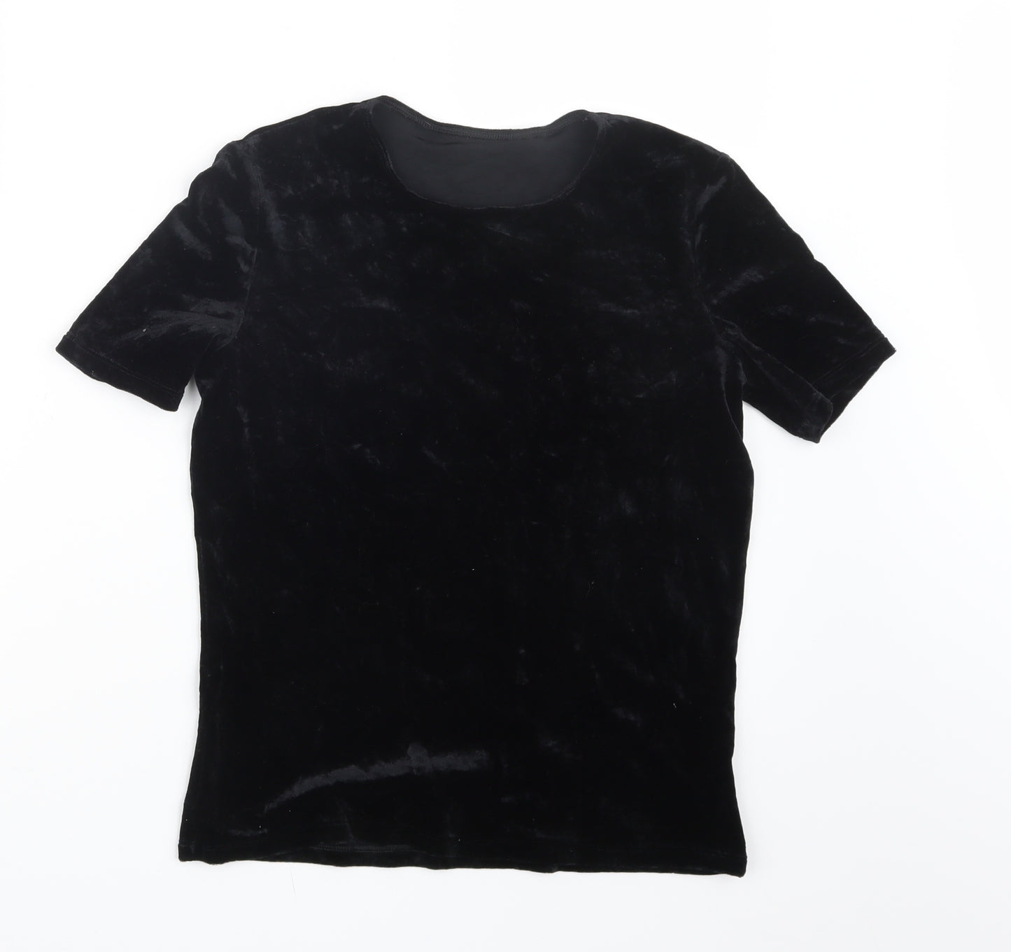 Marks and Spencer Womens Black  Velvet Basic T-Shirt Size 10