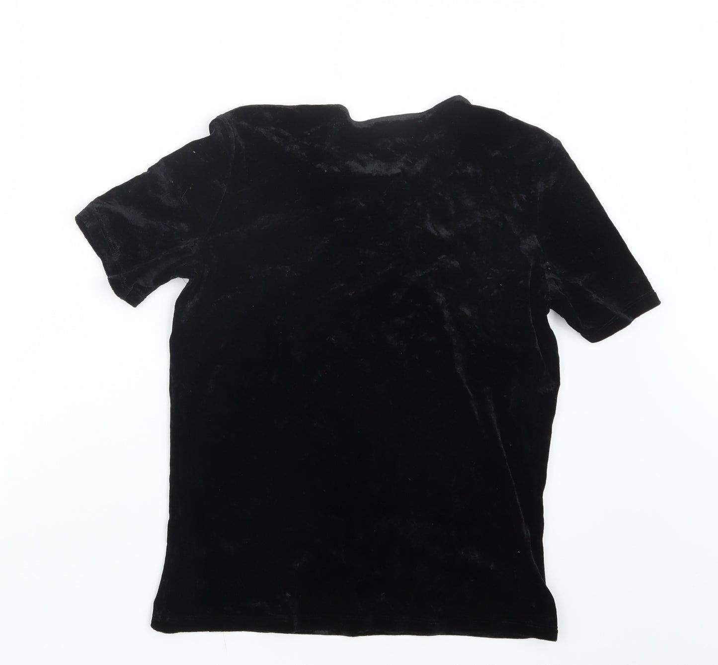 Marks and Spencer Womens Black  Velvet Basic T-Shirt Size 10