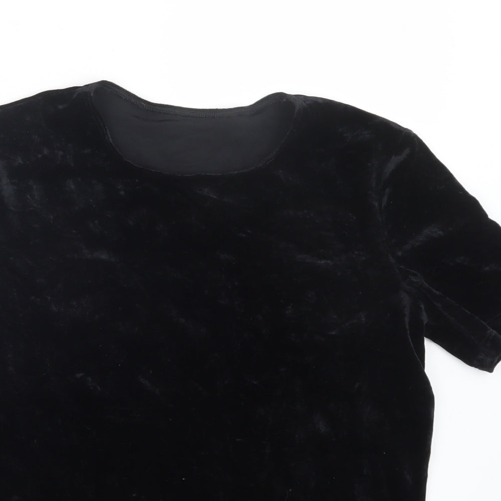 Marks and Spencer Womens Black  Velvet Basic T-Shirt Size 10