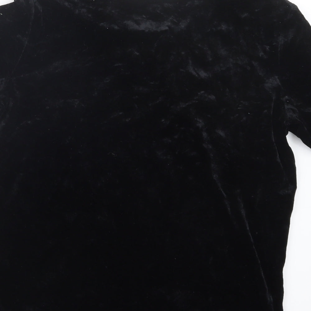 Marks and Spencer Womens Black  Velvet Basic T-Shirt Size 10