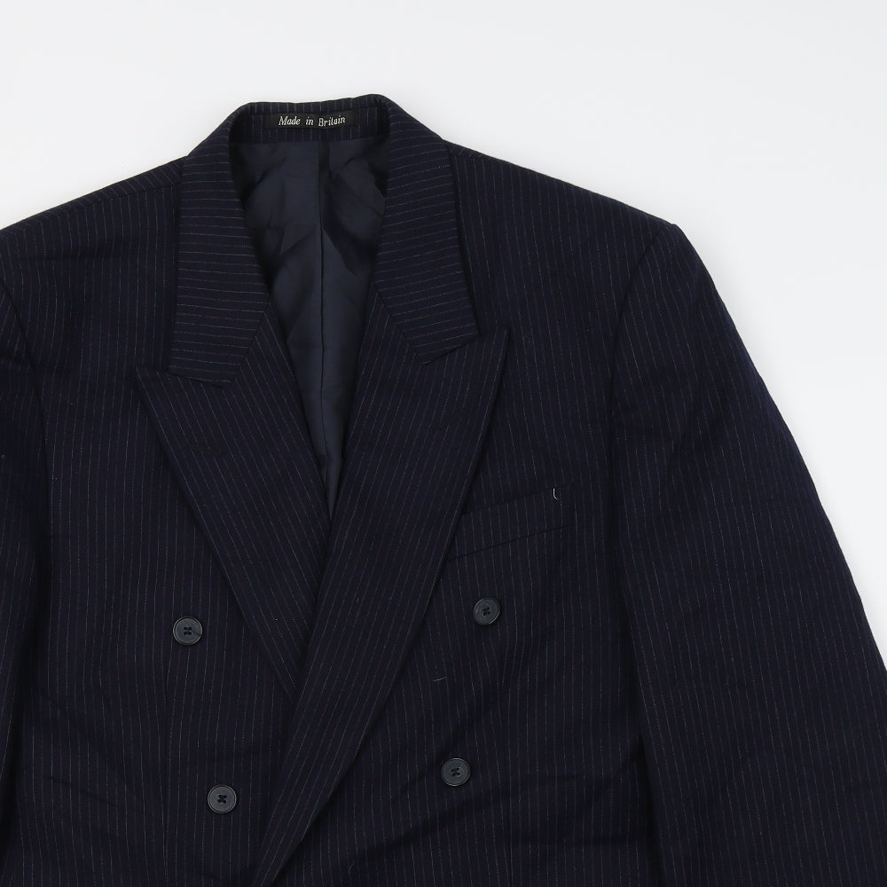 Fellini Mens Blue Striped  Jacket Suit Jacket Size L