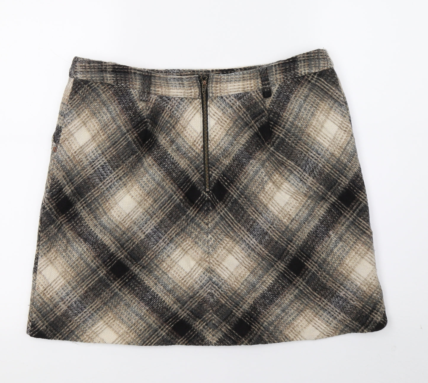 Indigo Womens Beige Check  A-Line Skirt Size 12