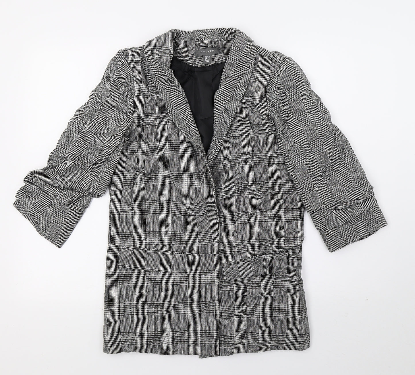 Primark Womens Grey Plaid  Jacket Blazer Size 10