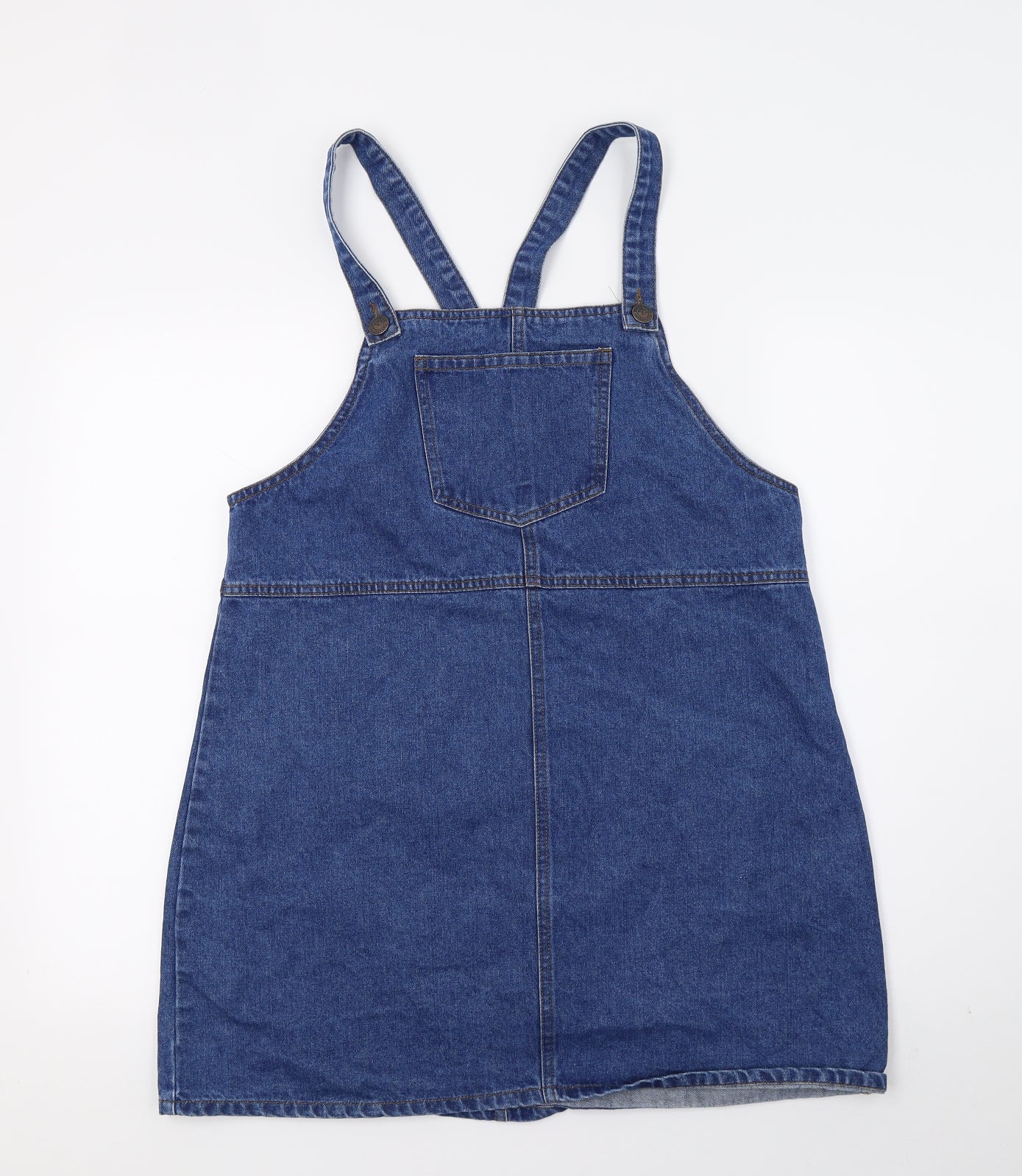 New Look Womens Blue  Denim Pinafore/Dungaree Dress  Size 14