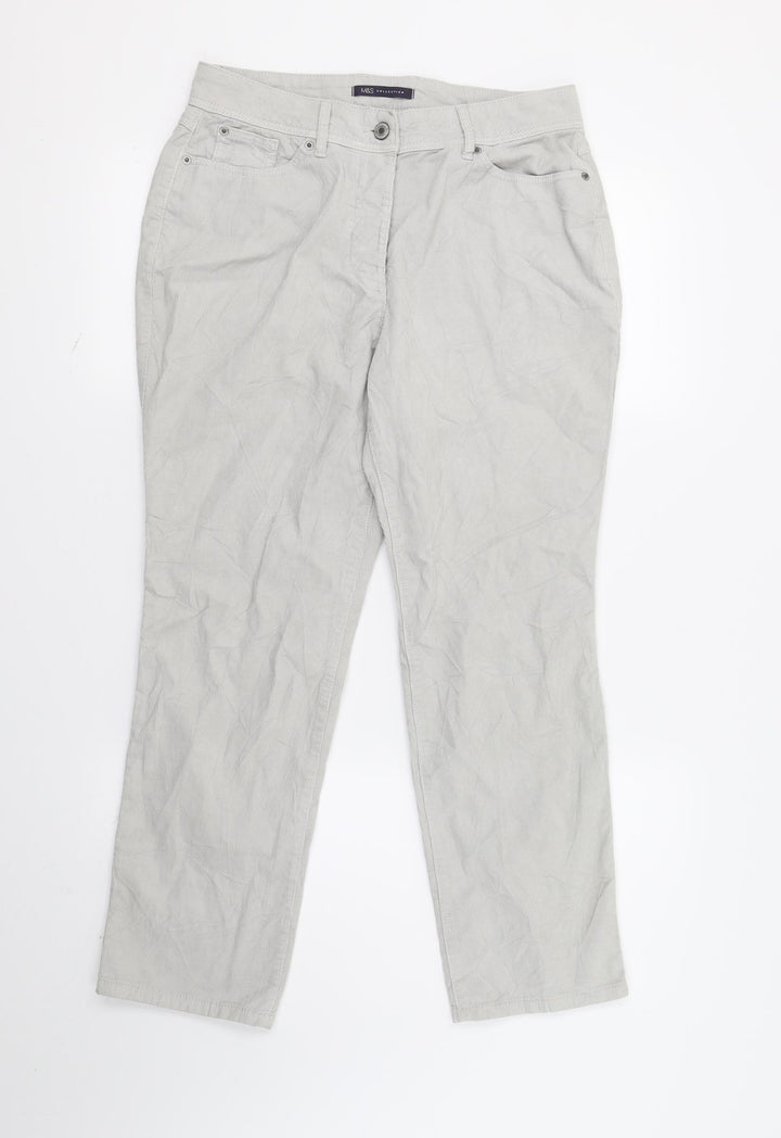 M&S Womens Grey Denim Straight Jeans Size 10 L26 in