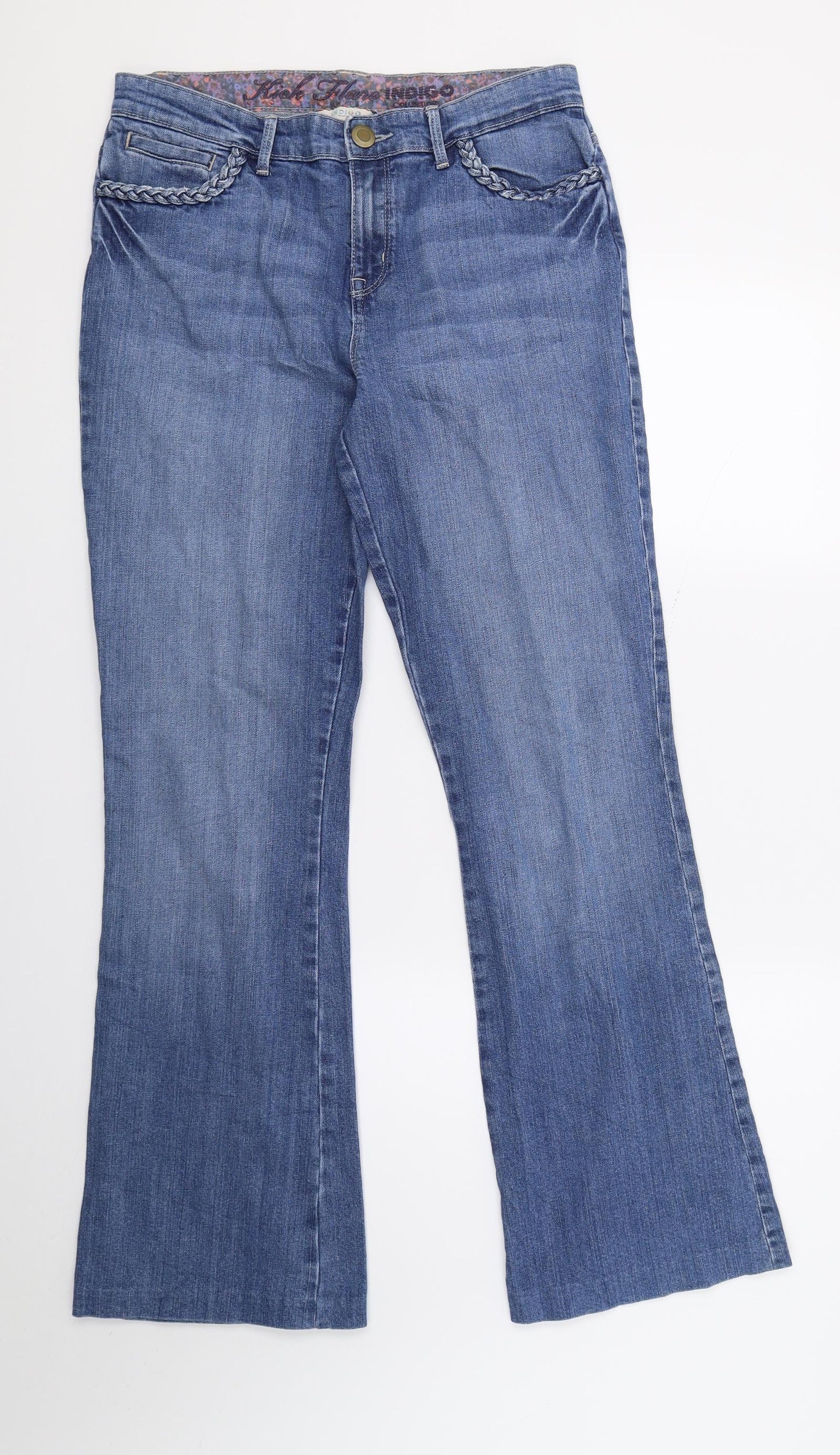 M&S Womens Blue  Denim Flared Jeans Size 12 L30 in