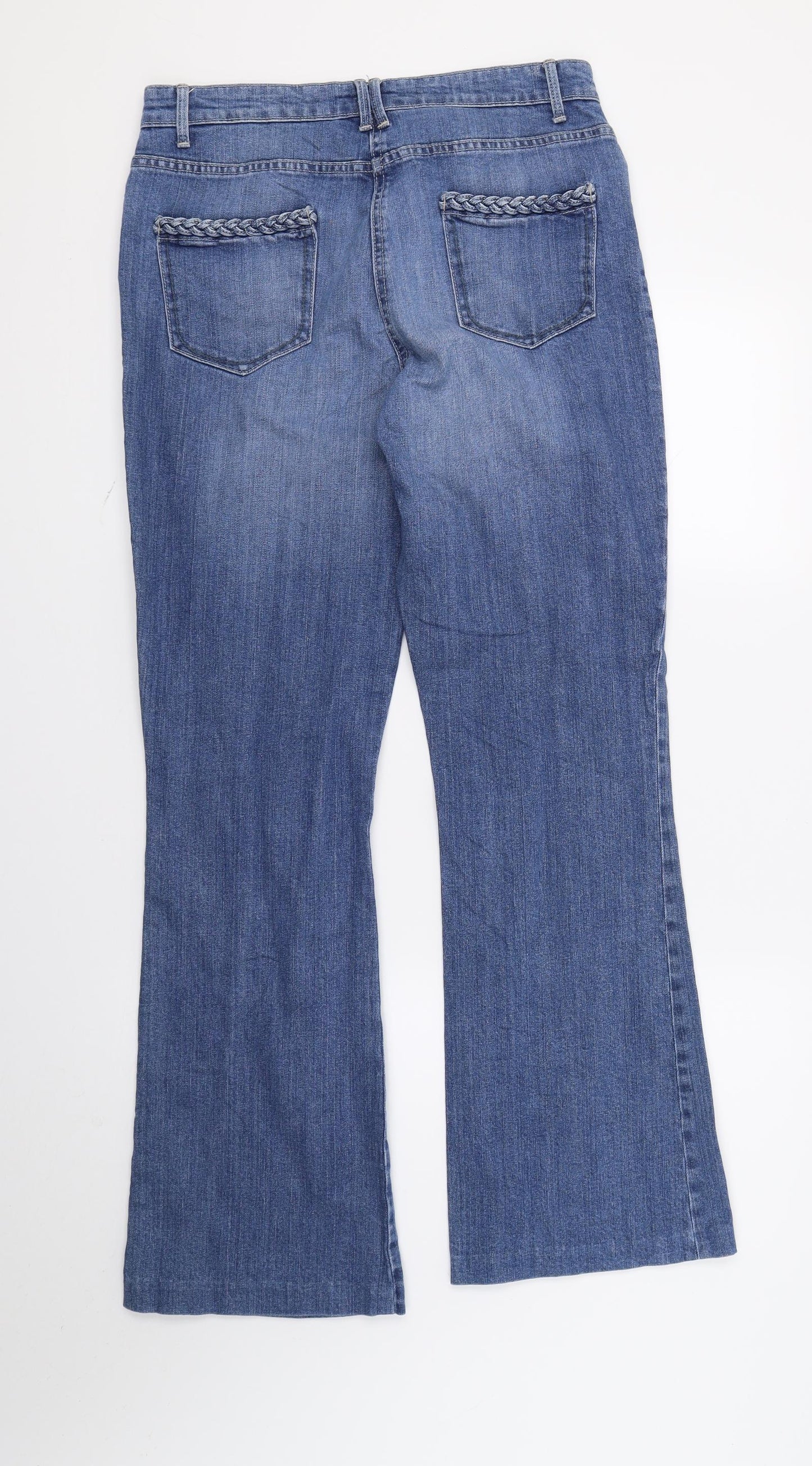 M&S Womens Blue  Denim Flared Jeans Size 12 L30 in